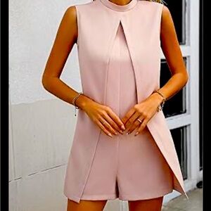 Semi formal romper with stylish open front shorts zip up